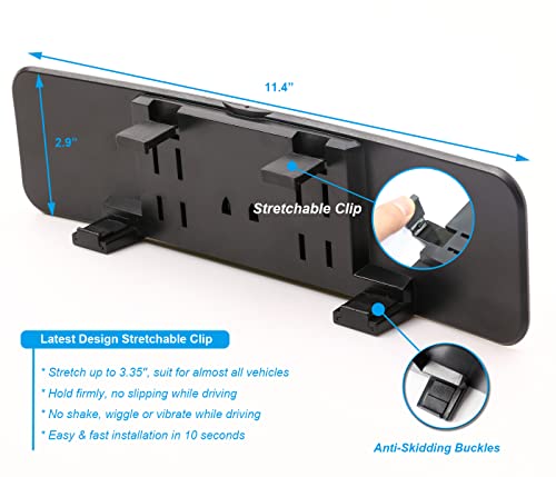 Kitbest Rear View Mirror, Universal Interior Clip On Rearview Mirror, Wide Angle Mirror, Panoramic Car Mirror to Reduce Blind Spot Effectively for Car SUV Trucks – Clear Tint