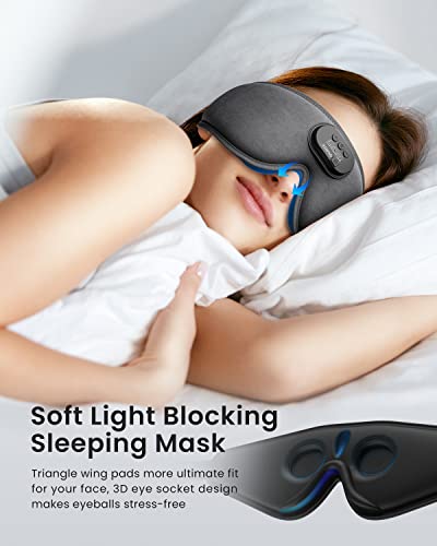 RENPHO EyeSnooze Sleep Mask - Ultra Soft HD Bluetooth Sleep Eye Mask with Music, Headphones for Side Sleepers/Men, Upgraded 3D Light Blocking Sleep Mask, Comfort Nigh Eye Mask, Ideal Gift