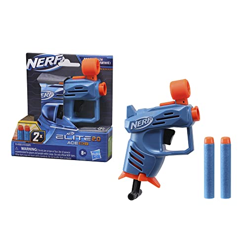Nerf Elite 2.0 Ace SD-1 Blaster, 2 Official Nerf Elite Darts, Onboard 1-Dart Storage, Stealth-Sized, Pull-Down Priming Handle, Easy to Use