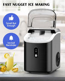 YOPOWER 15KG Nugget Ice Maker Countertop, Pebble Ice Maker with Self-Cleaning, Crushed Ice Makers for Home Kitchen Bar Party, Stainless Steels, Black