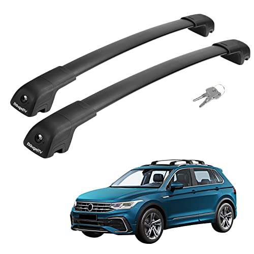 BougeRV Car Roof Rack Cross Bars Compatible with Tiguan 2018-2024 with Anti-Theft Lock, Aluminum Anti-Rust Cross Bar for Roof Cargo Carrier Kayak Canoe Bike Snowboard, Black (Not for Limited Model)