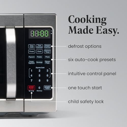Farberware Countertop Microwave 700 Watts, 0.7 Cu. Ft. - Microwave Oven With LED Lighting and Child Lock - Perfect for Apartments and Dorms - Easy Clean Stainless Steel