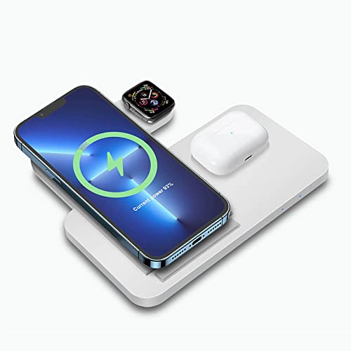 Wireless Charger 3 in 1 Wireless Charging Station Compatible with Apple Watch/iPhone/Airpod,iPhone 14,13,12,11,15(Pro, Pro Max)/XS/XR/X/8(Plus)/Galaxy S Note Z,iWatch 9/8/7/6/SE/5/4/3/2,AirPod3/Pro