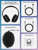 Bluetooth Headphones Over Ear, Wireless Headphones with Microphone, 28H Playtime Stereo Wireless Headphones, Lightweight Foldable Headset for Travel Work Laptop PC Cellphone (Black)