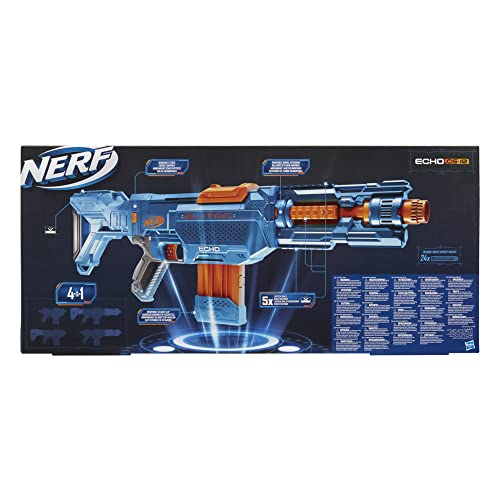 Nerf Elite 2.0 Echo CS-10 Blaster - 24 Nerf Darts, 10 Dart Clip Magazine, Removable Shoulder Rest and Barrel Extension, 4 Tactical Rails