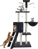 Mofish Cat Tree Stable Wooden Cat Tower Multi-Level Cat Condo with Plush Perch & Toys Cat Climbing Stand with Sisal-Covered Scratching Post Cat Furniture for Large Cats Play House for Kitten Indoor