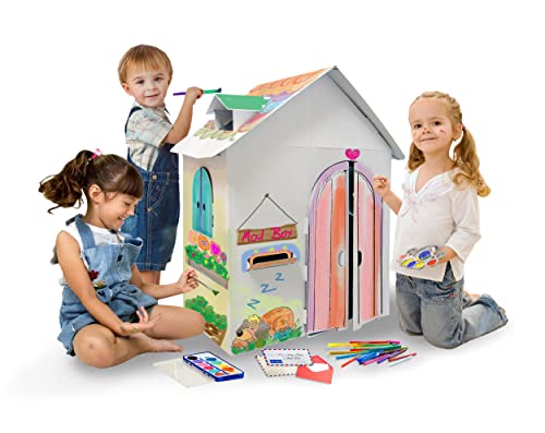 Adventure Awaits! Kids Cardboard Blank Playhouse - Color, Draw, and Customize - Great for Playtime and Arts-and-Crafts Time