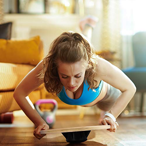 Yes4All Wooden Wobble Balance Board - Wobble Board for Physical Therapy, Balance Board for Standing Desk, Core Training, Exercise Balance Stability Trainer (Black)