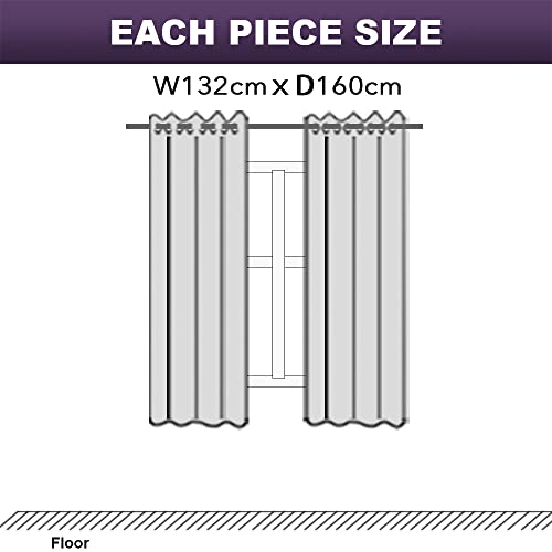 H.VERSAILTEX 100% Blackout Curtains Completely Blackout Window Drapes Thermal Insulate Double Layer with Black Liner for Bedroom 2 Panels Set, Each W132cm x D160cm, Natural