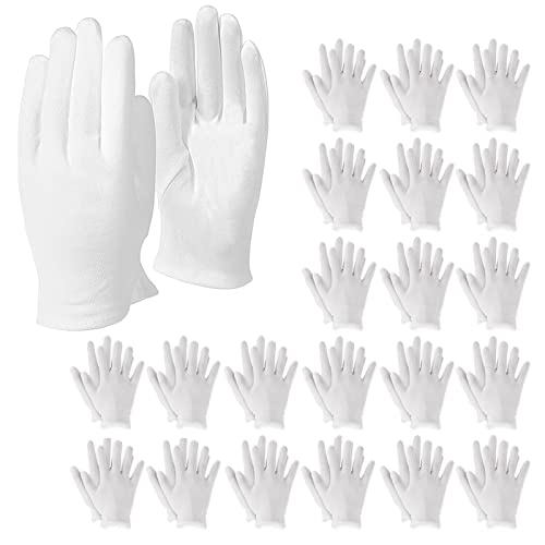 24 pairs Cotton gloves, cloth glove, White gloves, Cotton gloves for cleaning coins, White gloves for skin care, examining jewelry, daily work (24)