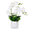 LIVILAN Faux Orchid Plant in Pot White Orchid Artificial Flowers Fake Orchid Silk Orchids in Vase for Home Bathroom Decor Artificial Orchid Table Centerpiece Flower Arrangements for Party Hotel