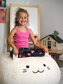 Furry Bean Bag Cover, Creative Kids Bean Bag Chair Cover, Faux Fur Bean Bag for Toddler, Teens and Adults 32x32x18in (Pinky Cat)