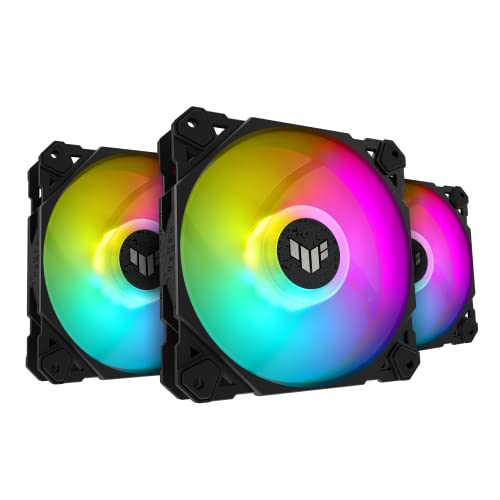 ASUS TUF Gaming TF120 ARGB Chassis Fan 3 Pack 3Pin Customizable LEDs, Advanced Fluid Dynamic Bearing, 120mm PWM Control, Anti-Vibration Pads, Double-Layer LED Array for Computer Case & Liquid Radiator