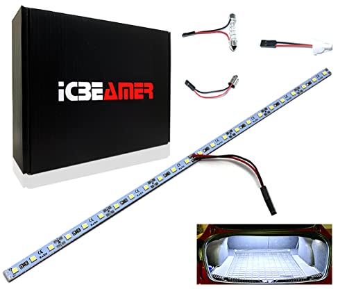 ICBEAMER Super White 12" inch 24-SMD-2835 Chips LED Strip Light Universal Fit for Car Trunk Cargo Area or Interior Illumination