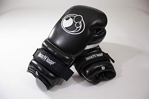 Lace N Loop Straps (Pair) - Lace-Up Boxing Glove Converter (Black (White Logo))