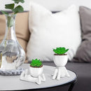Fake Succulent, 2PCS Mini Succulents Plants Artificial in Black Modern Human Shaped Ceramic Pots Cute Desk Decor Desk Plant for Office Decor for Women, Cute Fake Plants Bathroom Decor (White)
