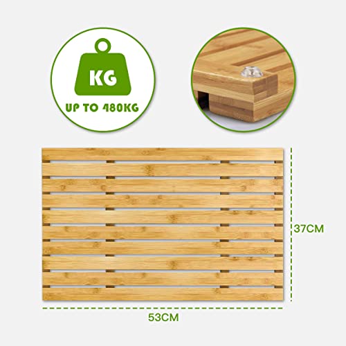 Clevinger Bamboo Bath Mat, Non Slip Shower Mat for Bathroom,Sturdy Waterproof Wooden Floor Bath Duck Board for Easy Storage,Standard Bath mat for Bathroom Showers, Bathtubs, Floors, Indoor and Outdoor Use