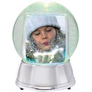 (Large, Silver) - LED Light up Photo Snow Globe (Silver, Large)