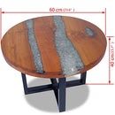 vidaXL Teak Resin Coffee Side Table Mango Wood Base Round Rustic Furniture