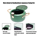 Deep Fryer Pot-Japanese Tempura Small Deep Fryer Stainless Steel Frying Pot With Thermometer,Lid And Oil Drip Drainer Rack for French Fries Shrimp Chicken Wings and Shrimp (7.9Inch(20CM),Dark Green)