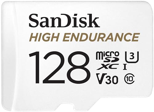 Sandisk High Endurance microSDXC Card, SQQNR 128G, UHS-I, C10, U3, V30, 100MB/s R, 40MB/s W, SD adaptor, 2Y, White (SDSQQNR-128G-G)
