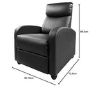 ZUNMOS Living Room PU Leather Adjustable Single Recliner Sofa Home Theater Seating Reading Chair for Bedroom, 34.25D x 27.17W x 38.58H in, Dark Black