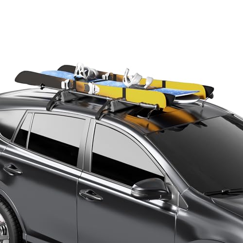 BougeRV Soft Roof Rack pads for Kayak Surfboard SUP Canoe skis, Universal Car Roof Rack for SUVs and Trucks, Lightweight EVA Material Soft Rack with 2 Tie Down Straps & 2 Bulldog Clips Included (Gray)