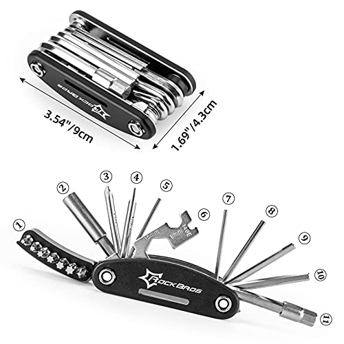 ROCKBROS Bike Repair Kits 16 In 1 Multi-Function Bike Tool Kits Portable Foldable Bike Multitool Cycling Tool Kit Bike Tool Allen Wrench Tire Levers