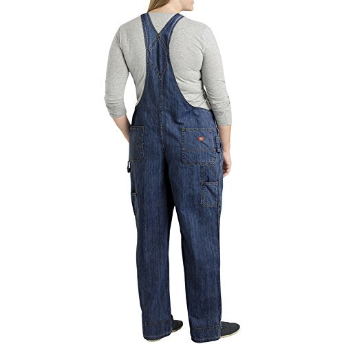 Dickies Women's Plus Size Denim Bib overalls and coveralls workwear apparel, Dark Indigo, 22 US
