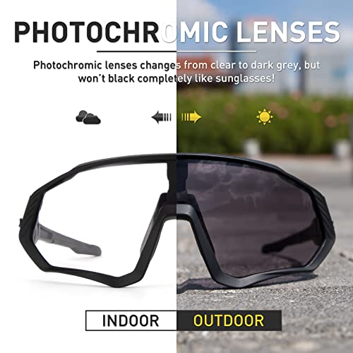 KAPVOE Photochromic Cycling Glasses Men Women Mountain Bike Sunglasses Clear MTB Bicycle Riding