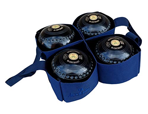 Acclaim Liege Classic Four Bowls Nylon Carrier For Level Green Lawn Flat Short Mat Indoor & Outdoor Bowling (Navy Blue)