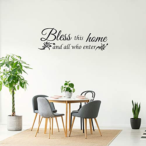 2 Sheets Vinyl Wall Quote The Kitchen Quote Wall Stickers Bless This Home and All Who Enter Kitchen Vinyl Wall Quote Art Dining Room Entryway and Living Room Wall Decal Home Decor, 12 x 35.4 Inch