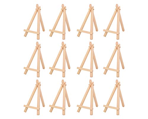 [Mini 6 Inch] Wood Easel 12 Pieces Desk Display Easel Stand for Paintings Cards Photos