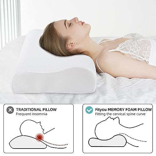Cervical Pillow for Neck Pain Relief, Neck Pillow for Sleeping Neck and Shoulder Pain, Orthopedic Sleeping Pillow for Adults Kids, Ergonomic Contour Memory Foam Pillow (50 * 30 * 10/7cm)