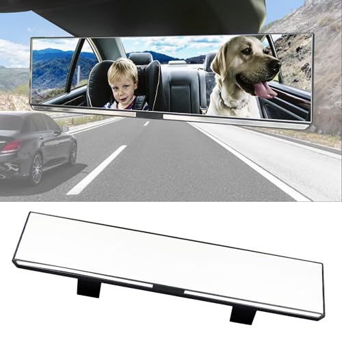 KITBEST Rear View Mirror, Universal 12 Inch Interior Clip-on Panoramic Rearview Mirror for Car, HD Wide Angle Viewing Mirror to Reduce Blind Spot Effectively, Fits Most Car SUV Trucks – Clear