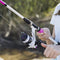 Zebco Roam Spinning Reel and 2-Piece Fishing Rod Combo, Durable Fiberglass Rod with ComfortGrip Handle, Right or Left-Hand Interchangeable Retrieve, Pink