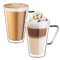 Glass Coffee Tea Mugs 450ml (Set of 2) Blend Double Wall Glasses Cups with Handles for Hot Beverages, 15oz Clear Borosilicate Espresso Glass Cups Latte Cappucino Cafe Milk Juice Tea Cups Mugs