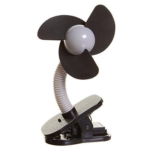 Dreambaby Portable Clip-on Baby Stroller Fan - with Soft Foam Fins - Perfect for Strollers, Cribs, Wheelchairs, Beach, & Pool - Black - 1 Pack