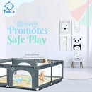 Baby Playpen with Mat 180×150cm, Baby Play Pen Extra-Large Playpens Play Mat with 50 Balls Pit, 4X Handlers, Baby Playmat, Basket Net for Toddler Babies with Breathable Mesh, Christmas Gifts