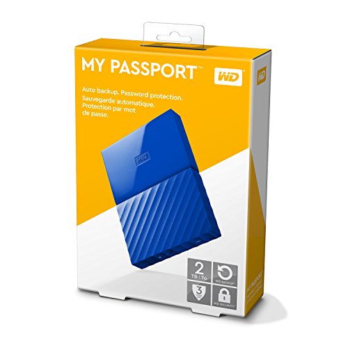 WD 2TB Blue My Passport Portable Hard Drive - USB3.0 - WDBYFT0020BBL-WESN