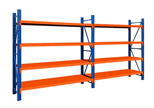 4M x 2.4M Heavy Duty Metal Warehouse Garage Shelving System 800KG Storage Racking (Blue & Orange)