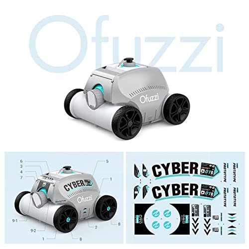 Ofuzzi Cyber Cordless Robotic Pool Cleaner, Max.120 Mins Runtime, Self-Parking, Automatic Pool Vacuum for All Above/In Ground Pools Up to 1076ft² of Flat Bottom (Grey)