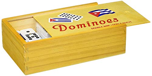 Domino Cubano Doble Nueve Cuban Dominoes Double Nine with Cuban Flag on Chips