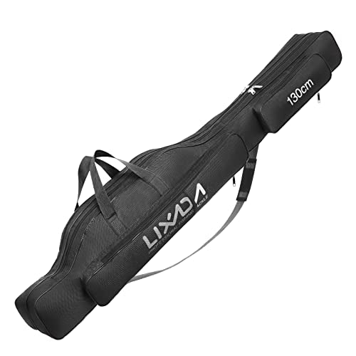 Lixada Fishing Rod Case, Portable Folding Fishing Rod Case Fishing Pole Reel Storage Bag Fishing Gears Organizer