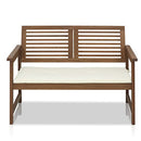 Furinno Tioman Hardwood Outdoor Bench in Teak Oil with White Cushion