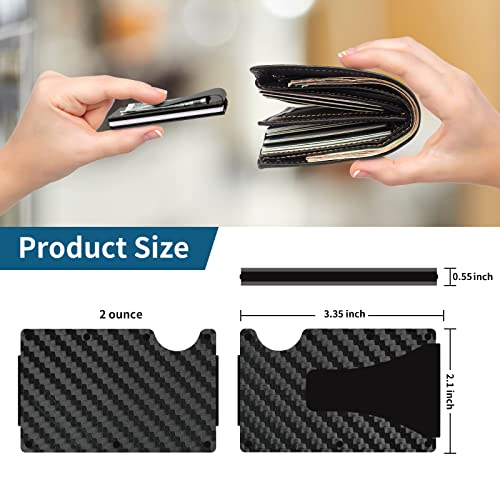 Carbon Fiber Wallet for Men - Minimalist Wallet with Metal Clip - Slim Money Clip Wallet - RFID Blocking Mens Wallet with Gift Box - Cash Credit Card Holder