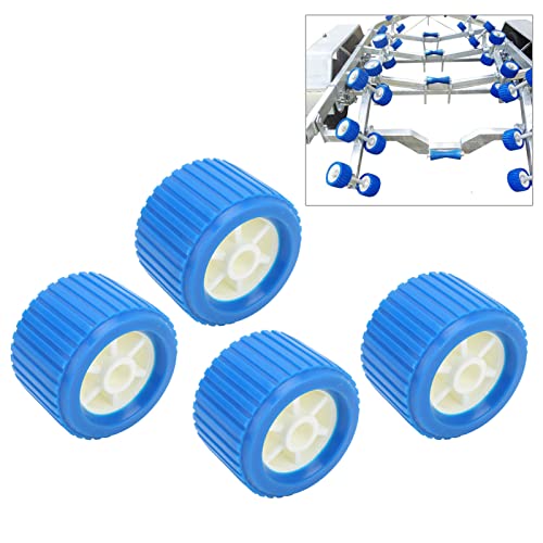 Akozon Ribbed Wobble Roller, 4PCS Blue Marine Wobble Roller 108x75x19mm Boat Trailer Roller For Boat Yacht Trailer Guides Rollers