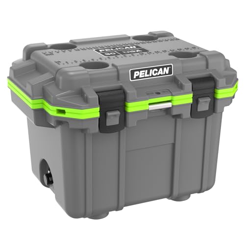 Pelican Elite IM Wheeled Cooler, 28 Litre Capacity, Dark Grey/Electric Green, 30Q-1-DKGRYEGRN