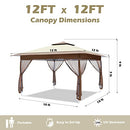 OUTFINE 12'x12' Gazebo Outdoor Pop up Canopy Tent with Curtains and Shelter for Patio, Party & Backyard (Khaki)