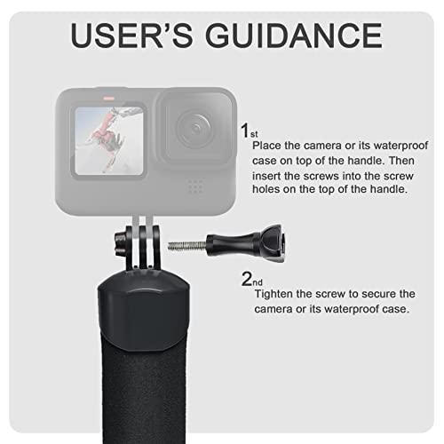 FitStill Waterproof Monopod Floating Hand Grip for Go Pro Hero 12/11/10/9/8/7/6/5/4/3 Session DJI Osmo and Other Action Cameras.Snorkeling Underwater Diving Selfie Pole Stick